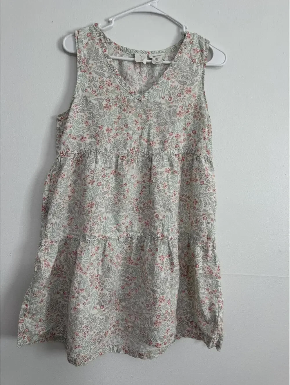 Joie 100% Linen Floral Tiered Mini Dress Women’s Size S Cottagecore
